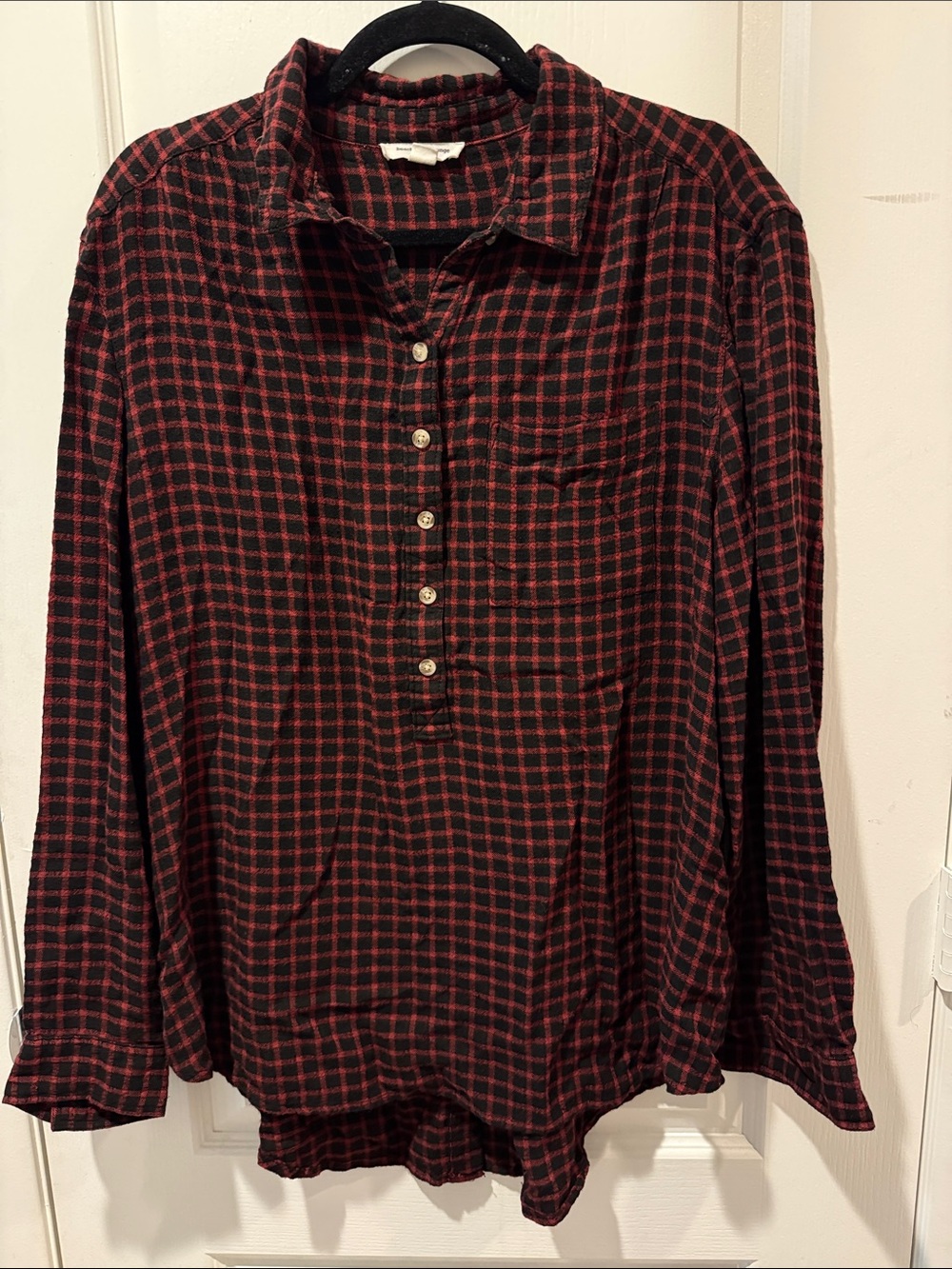 beachlunchlounge Red and Black Plaid Button-Down Shirt